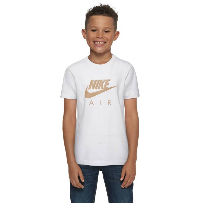ナイキ Nike 【 Air Logo T-Shirt Boys\u0027 Grade School White/Gold 】 ロゴタイプ プルオーバー お坊っちゃん キッズ 白いこと 白いこと ゴールド