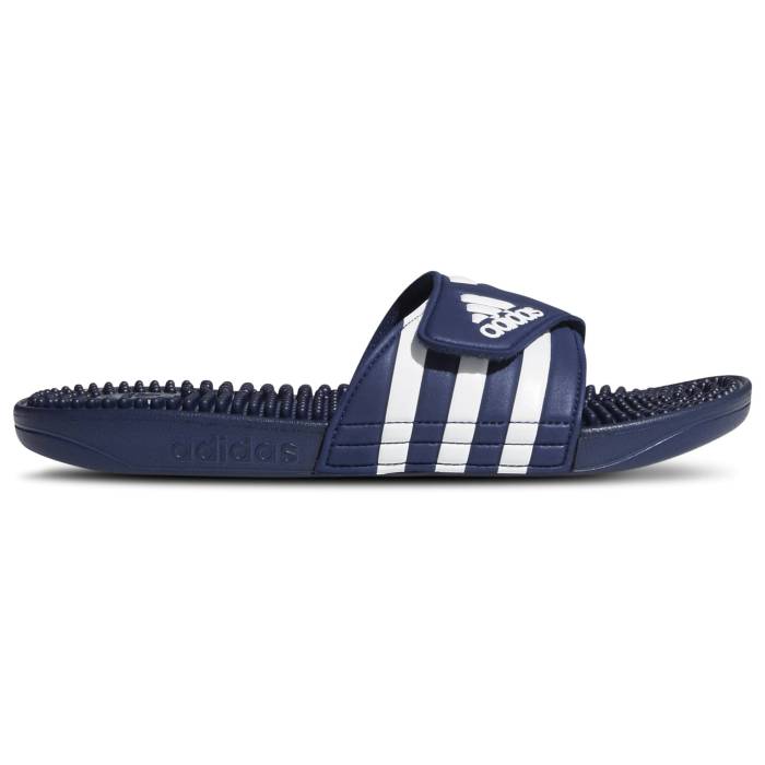 アディダス Adidas 【 Adissage Slides Men's White/Dark Blue 】 メンズ 白色 ホワイト 青色 ブルー