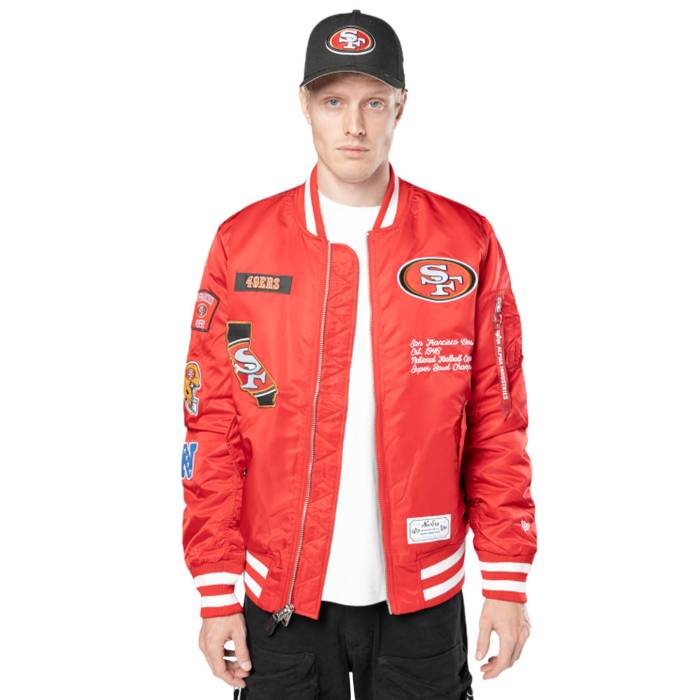 【★百貨店SALE★6/11真夜中2時迄】ニュー内鰓 New Era 【 49Ers Alpha Jacket Men\u0027s Scarlet/White 】 フォーティーナイナーズ アルファ Jacket 上衣 メンズ 白いこと 白いこと