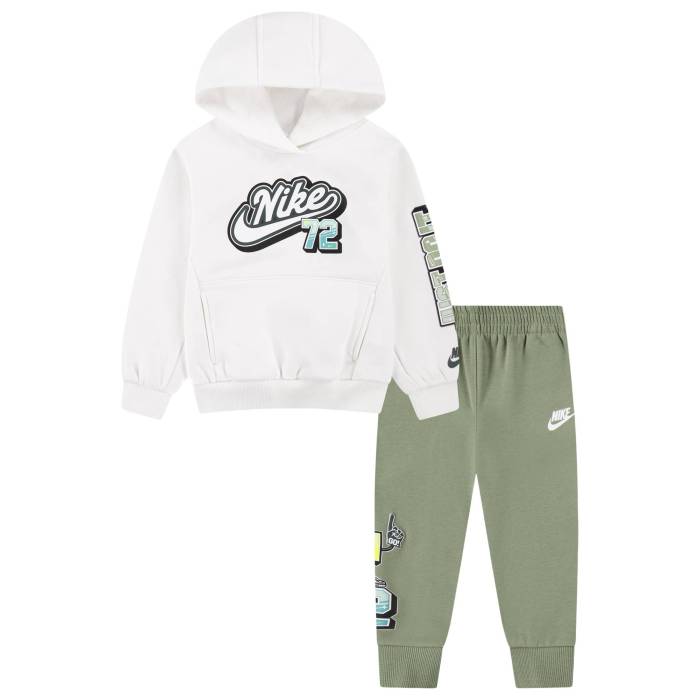ナイキ Nike 【 Step Up Your Game Fleece Set Boys' Toddler Oil Green/White 】 Game ゲーム フリース ベビー green 緑・グリーン 白色 ホワイト
