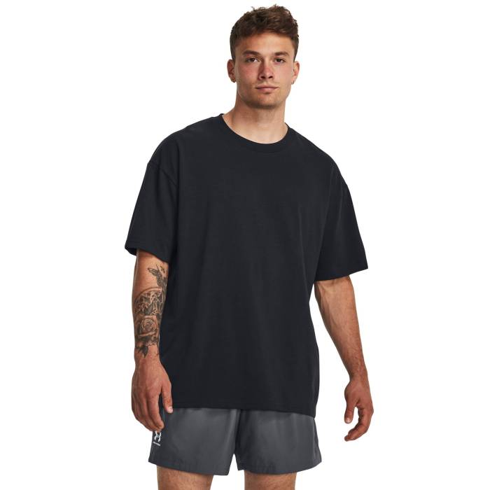 アンダーアーマー Under Armour 【 Oversized Heavyweight Short Sleeve Men's Black/White 】 Sleeve スリーブ メンズ 黒色 ブラック 白色 ホワイト｜スニケス