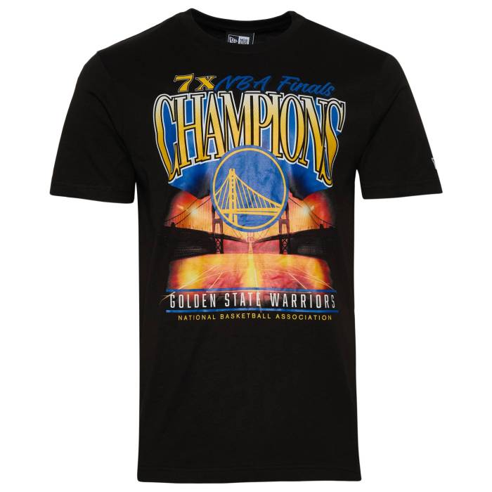 ニューエラ New Era 【 Warriors Oversize T-Shirt Men's Black/Multi 】 ウォリアーズ Tシャツ メンズ 黒色 ブラック｜スニケス