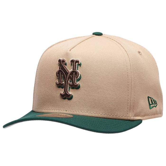 ニューエラ New Era 【 Mets 9Fifty A-Frame Curve 25Th Cap Men's Camel/Dark Green 】 メッツ キャップ 帽子 メンズ camel キャメル green 緑・グリーン｜スニケス