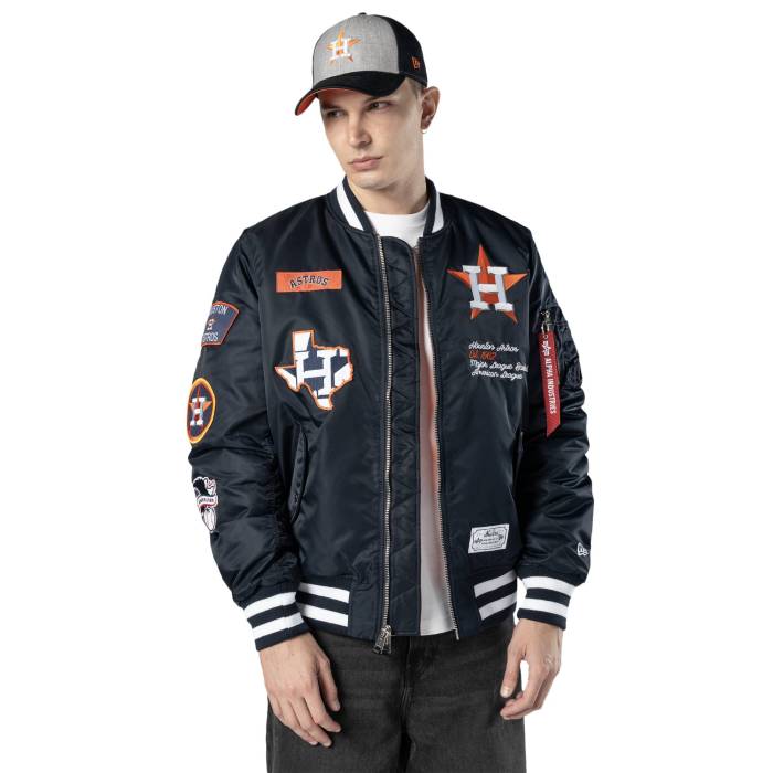 【★百貨店SALE★6/11真夜中2時迄】ニュー内鰓 New Era 【 Astros Alpha Jacket Men\u0027s Navy/White 】 アストロズ アルファ Jacket 上衣 メンズ 紺色 米国海軍 白いこと 白いこと