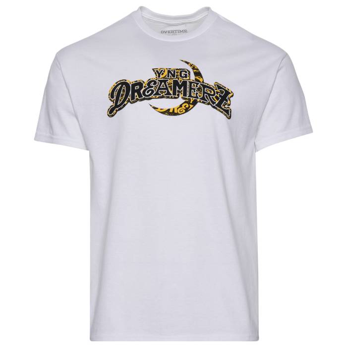 【★百貨店SALE★6/11真夜中2時迄】Overtime 【 Yng Dreamerz Collage T-Shirt Men\u0027s White/Yellow 】 ティーシャツ メンズ 白いこと 白いこと yellow 黄味がかった・黄色