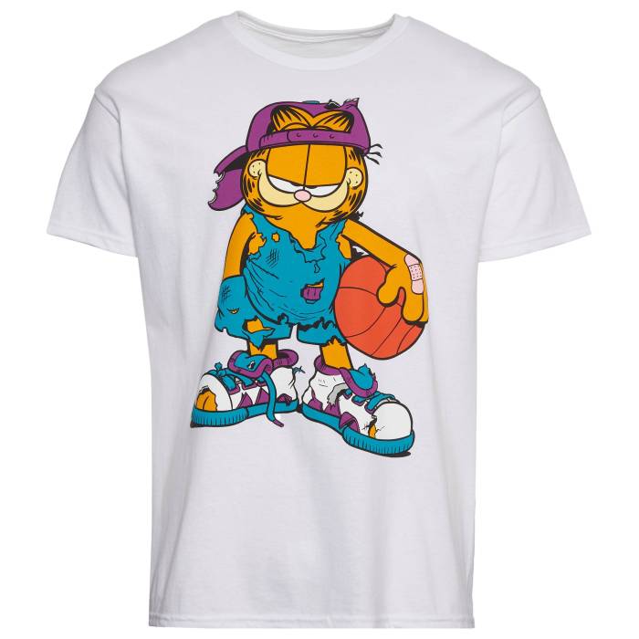 Graphic Tees 【 Garfield Basketball T-Shirt Men's Multi/White 】 バスケットボール Tシャツ メンズ 白色 ホワイト