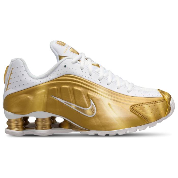 【★百貨店SALE★6/11真夜中2時迄】ナイキ Nike 【 Shox R4 Girls\u0027 Grade School White/Gold 】 Shox ショックス お坊っちゃん キッズ 白いこと 白いこと ゴールド