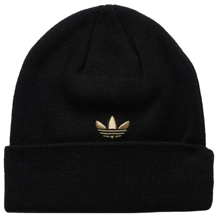 アディダス Adidas 【 Originals Off Set 3-Stripe Beanie Men's Black/Gold 】 オリジナルス キャップ 帽子 メンズ 黒色 ブラック ゴールド