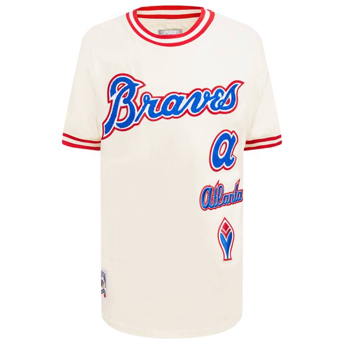 【★百貨店SALE★6/11真夜中2時迄】労働者階級標準尺度 Pro Standard 【 Atlanta Braves Retro Classic Ss Striped Rib Tee Boys\u0027 Grade School Eggshell/Red 】 ジョージアの州都 ブレーブス レトロ 古典派音楽 ティーシャツ お坊っちゃん キッズ Red 赤・赤いこと