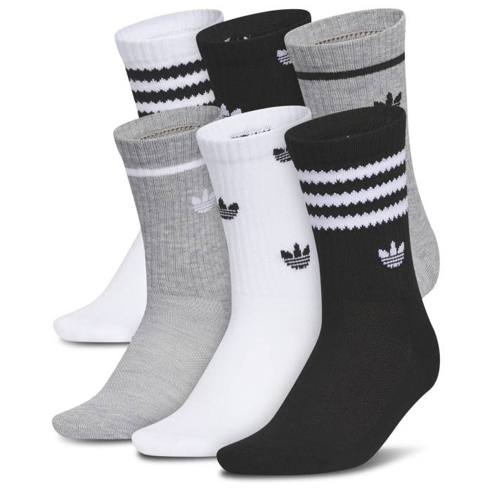 アディダス Adidas 【 Originals Remix 4.0 Crew Socks 6 Pack Boys' Grade School White/Grey Heather/Black 】 オリジナルス クルー ソックス・靴下 ジュニア キッズ 白色 ホワイト 灰色 グレー heather ヘザー 黒色 ブラ｜スニケス