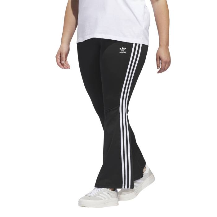アディダス Adidas 【 Originals 3-Stripes Flared Leggings (Plus Size) Women\u0027s Black 】 オリジナルス レギンス・タイツ レディース 黒いこと 黒いこと