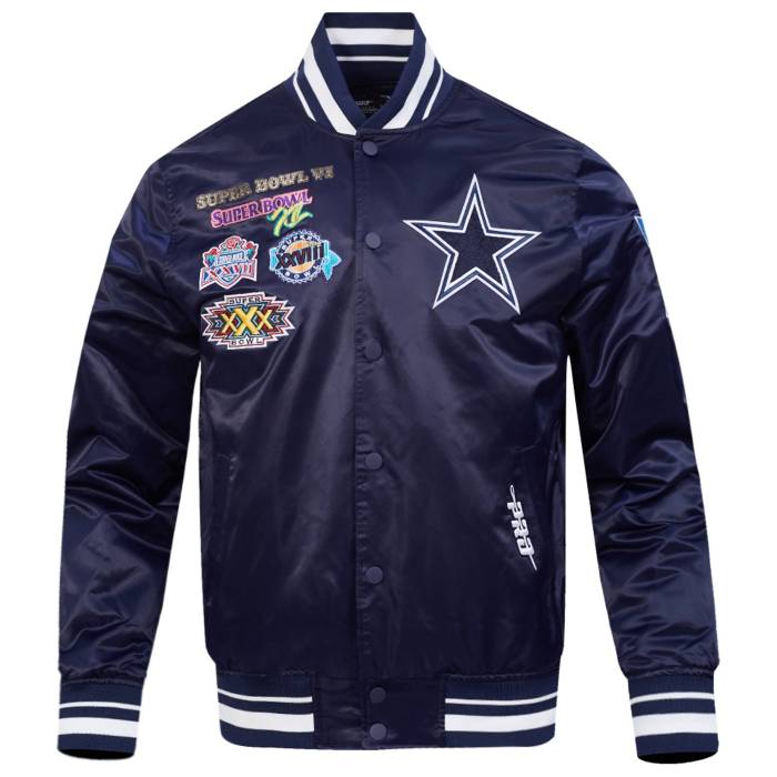 プロスタンダード Pro Standard 【 Cowboys Champions Rib Satin Jacket Men's Navy/Multi 】 カウボーイズ サテン Jacket ジャケット メンズ 紺色 ネイビー