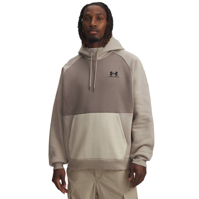 【★百貨店SALE★6/11真夜中2時迄】アンダーアーマー Under Armour 【 Icon Heavyweight Colorblocked Hoodie Men\u0027s Timberwolf Taupe/Taupe Dusk/Black 】 アイコン フーディー パーカー メンズ 黒いこと 黒いこと