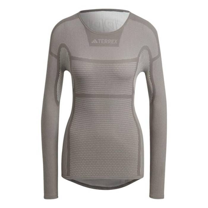 アディダス Adidas 【 Drynamo Long Sleeve Performance Shirt Womens Women Grefiv/ White 】 Sleeve 衣袂 公演 レディース レディース 白いこと 白いこと