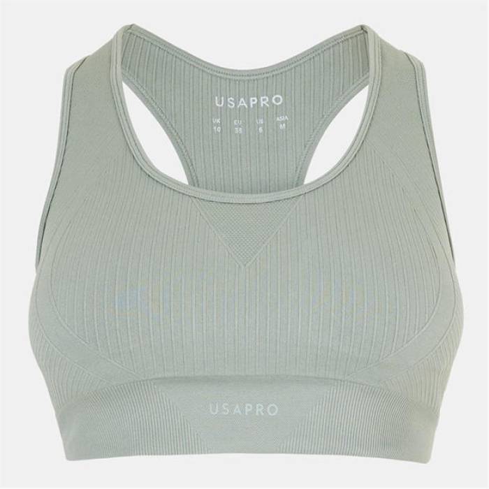 Usa Pro 【 Seamless Crop Sports Bra Women Sage 】 Crop クロップ レディース