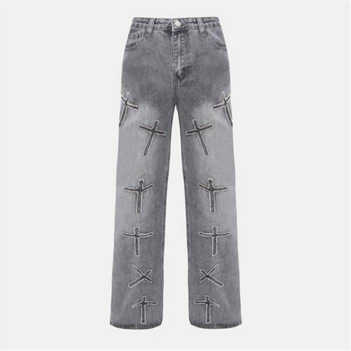 I Saw It First 【 Cross Detail Straight Leg Jean Women Grey 】 レディース 薄墨色 薄墨色