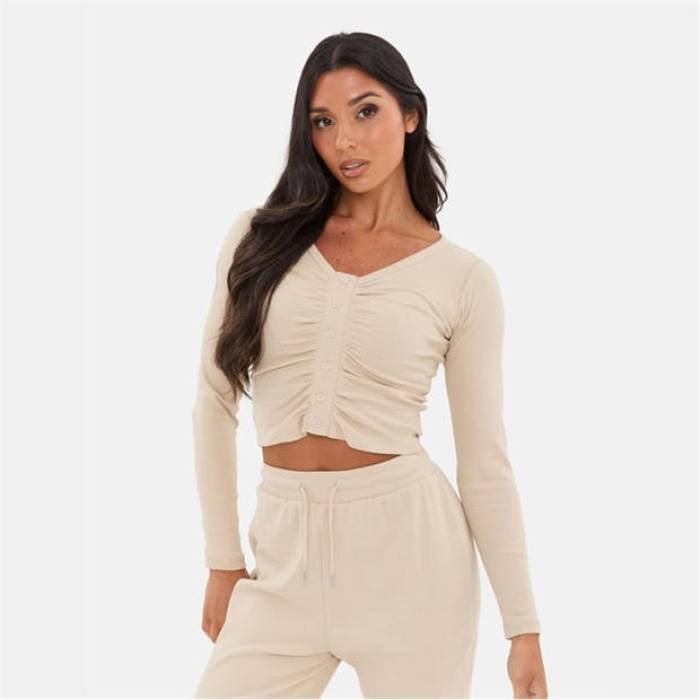 I Saw It First 【 Rib Ruched Top Women Stone 】 レディース