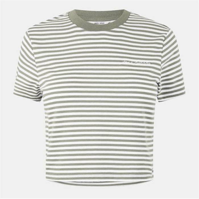 万力 濾過性病原体 Jack Wills 【 Striped Crop Top Women White/Green 】 Crop クロップ レディース 白いこと 白いこと green 緑・緑であること