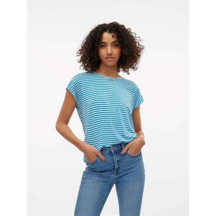 ヴェロモーダ Vero Moda 【 Vm Ava Plain Short Sleeve T-Shirt Womens Women Ibiza Blue 】 Sleeve スリーブ Tシャツ レディース レディース 青色 ブルー