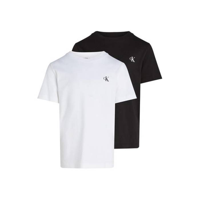 カルバンクライン デニム Calvin Klein Jeans 【 2-Pack Monogram Top Juniors Kids Wht/Blk 0K9 】 2個入 お坊っちゃん キッズ