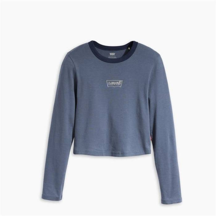 リーバイス Levis 【 Women's Graphic Long-Sleeve Ringer Crop Tops Women Chrome Outline 】 レディース グラフィック Crop クロップ レディース 16,650円