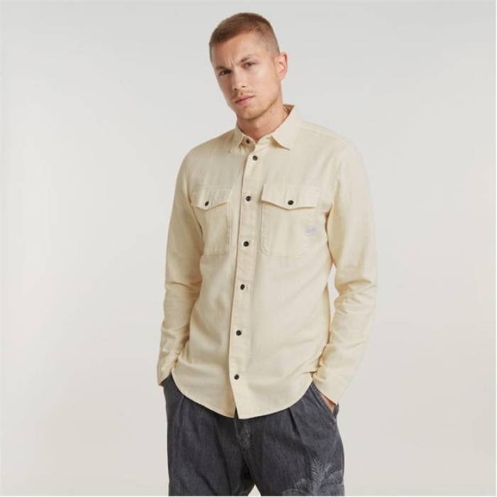 G Star 【 Men\u0027s Marine Long-Sleeve Denim Shirt Men Ecru Gd C487 】 メンズ ジーンズ メンズ