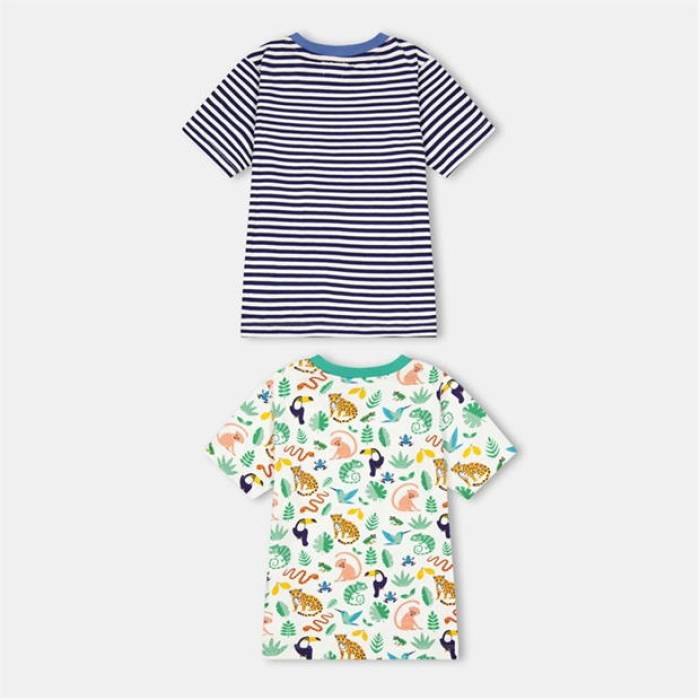 Lilly And Sid 【 \u0026 Sid Multicoloured Animal Safari And Stripe Print T-Shirt - 2 Pack Kids Multi 】 サファリ Stripe 縞模様 プルオーバー 御坊っちゃん キッズ
