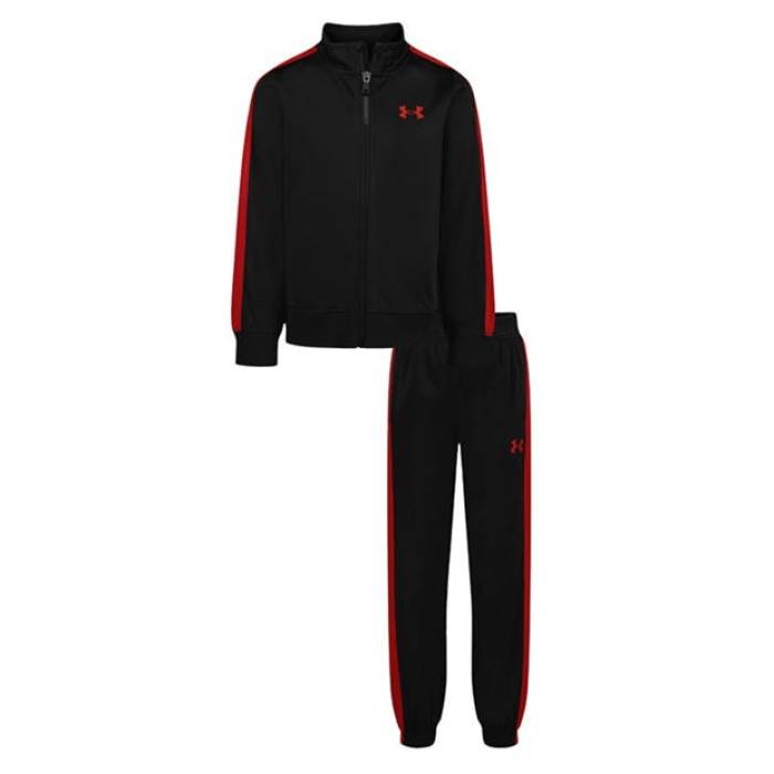 アンダーアーマー Under Armour 【 Armour Knit Track Suit Set Baby Boys Kids Black/Red 】 編み物 貨物自動車 背広 お坊っちゃん キッズ 黒いこと 黒いこと Red 赤・赤いこと