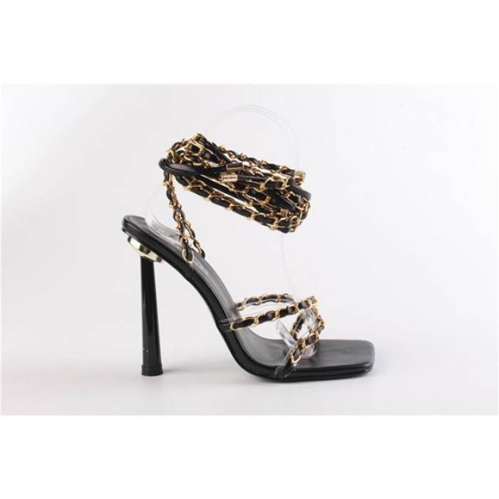 No Doubt 【 Strappy Chain Detail Flat Sandal Women Black 】 レディース 黒色 ブラック