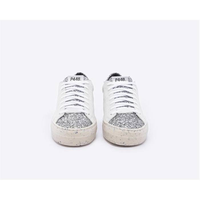 P448 【 Thea Court Trainers Women White-Silver 】 コート シューズ スニーカー レディース
