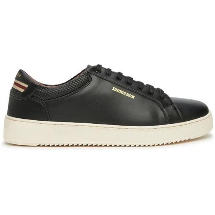 ランブレッタ Lambretta 【 Robbie Court Trainers Men Black 】 厚地の外套 シューズ スニーカー メンズ 黒いこと 黒いこと