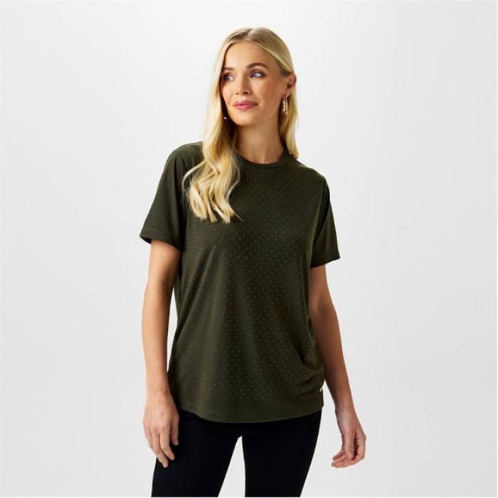 Biba 【 Diamante T-Shirt Women Khaki 】 Tシャツ レディース カーキ|スニケス