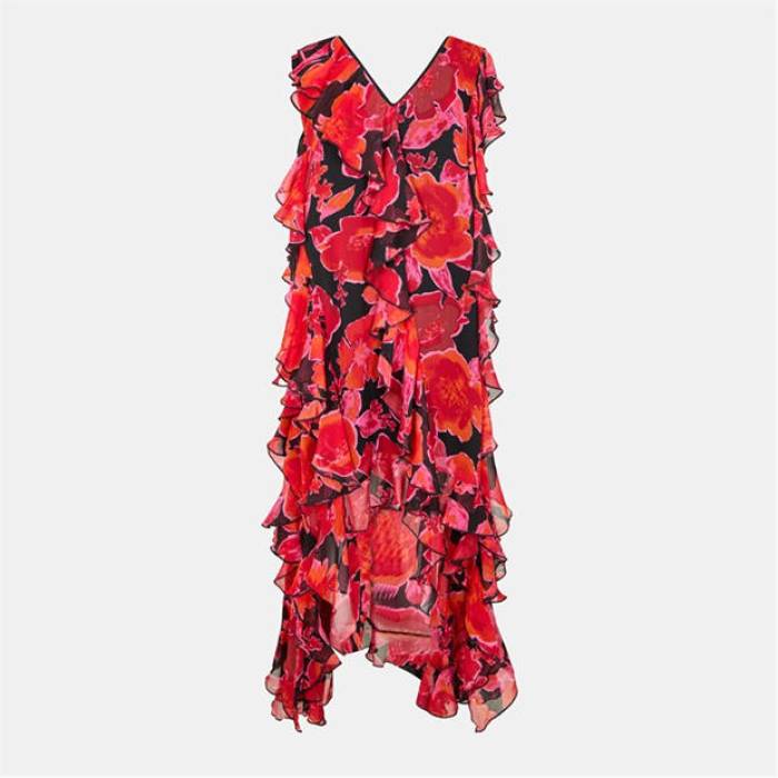 Biba 【 Women's Ruffle Dip Slip Dress Women Floral Print 】 レディース ドレス レディース