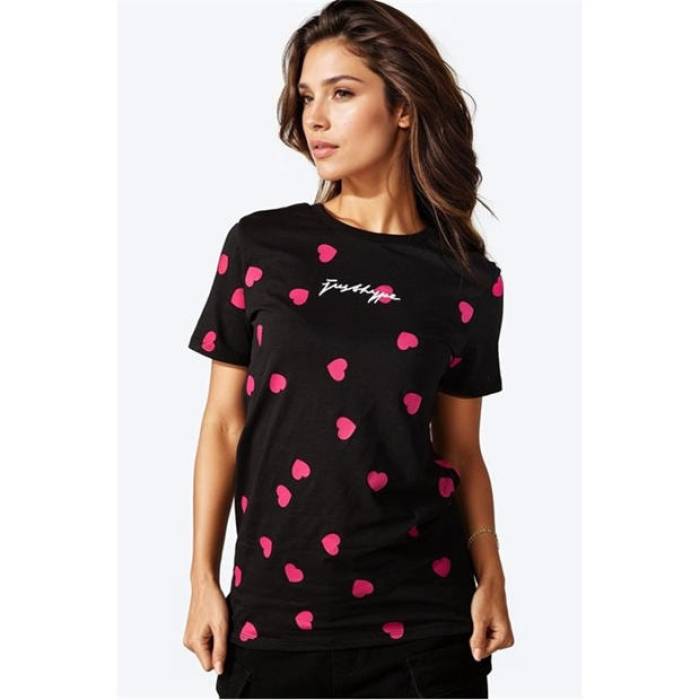 Hype 【 Scribble Regular Fit T-Shirt Women Black 】 ティーシャツ レディース 黒いこと 黒いこと