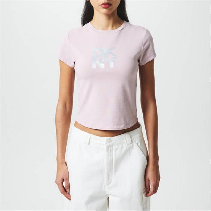 ダナキャランニューヨーク Dkny 【 Women's Logo Crop Top Women Allure/ Silver 】 レディース ロゴ Crop クロップ レディース Silver 銀色・シルバー
