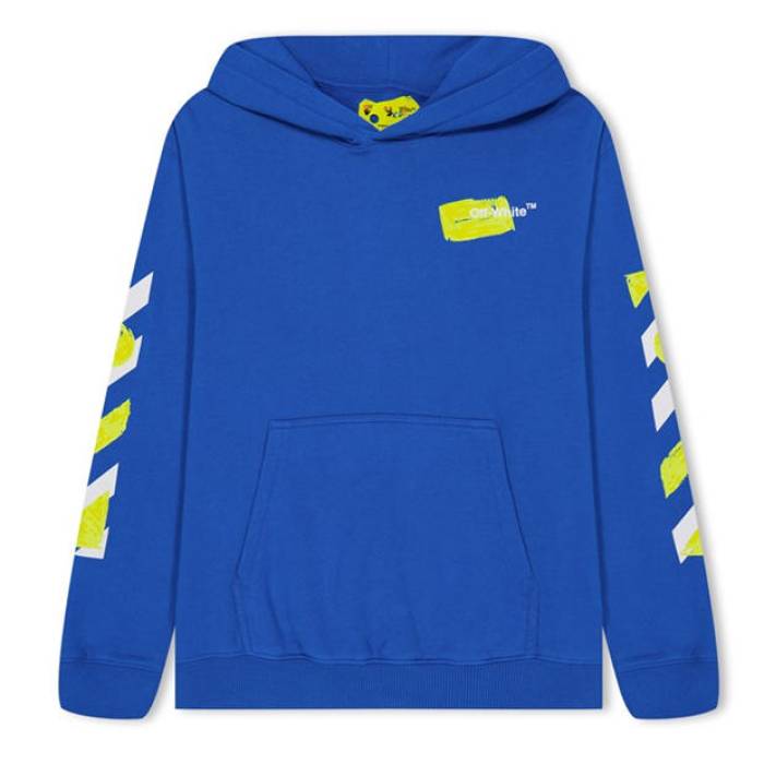 Off White 【 Kids Shape Hoodie For Juniors Kids Blue/Yellow 】 フーディー パーカー お坊っちゃん キッズ 青碧 青碧 yellow 黄味がかった・黄色