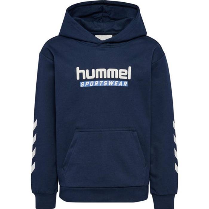 ヒュンメル Hummel 【 Logo Hoodie Junior Kids Navy/White 】 ロゴタイプ フーディー パーカー お坊っちゃん キッズ 紺色 米国海軍 白いこと 白いこと