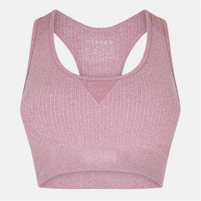 Usa Pro 【 Seamless Crop Sports Bra Women Light Pink 】 Crop クロップ レディース pink ピンク