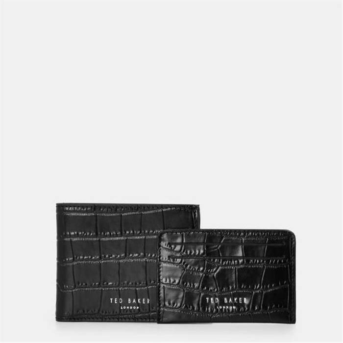 テッドベーカー Ted Baker 【 Men's Croc Billfold Wallet Unisex Black 】 メンズ Wallet ウォレット・財布 ユニセックス 黒色 ブラック