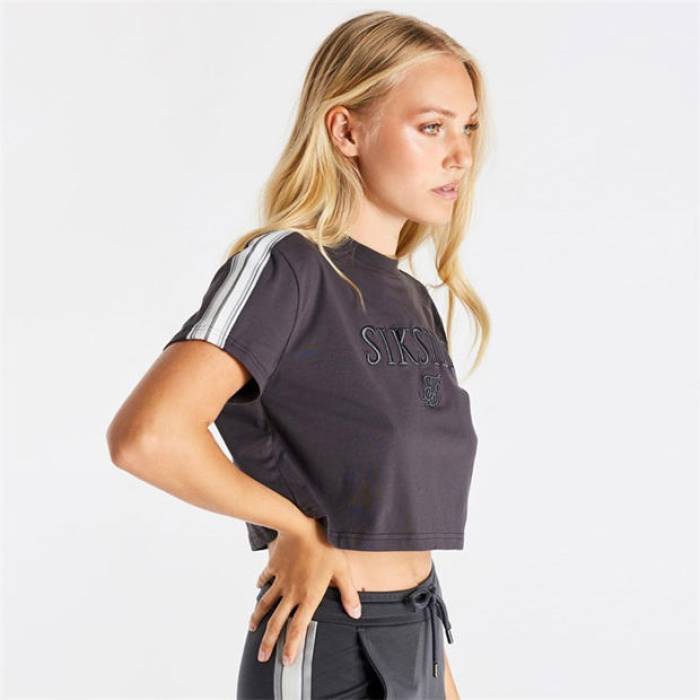 シックシルク Siksilk 【 Logo T-Shirt Womens Women Grey 】 ロゴタイプ ティーシャツ レディース レディース 薄墨色 薄墨色