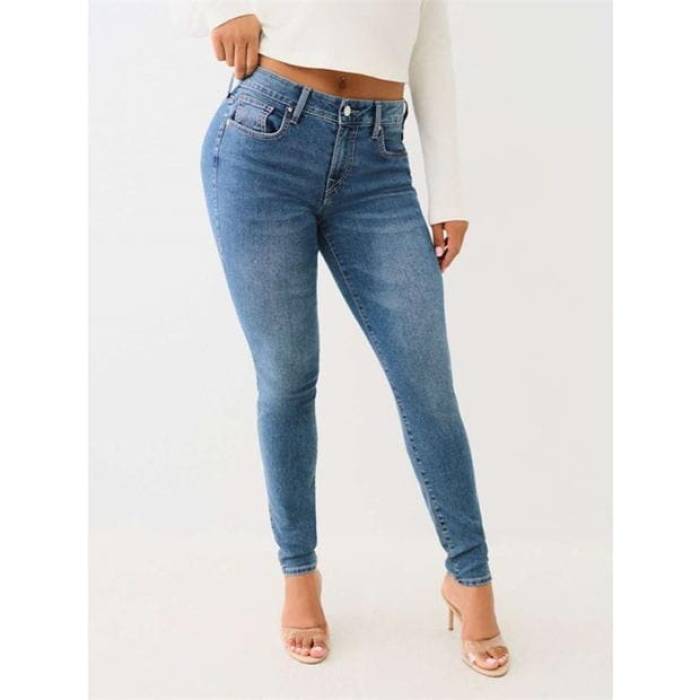 トゥルーレリジョン True Religion 【 Jennie Crystal Mid Rise Skinny Jeans Womens Women Med Wintry Wsh 】 ミッド ライズ スキニー ジーンズ レディース レディース