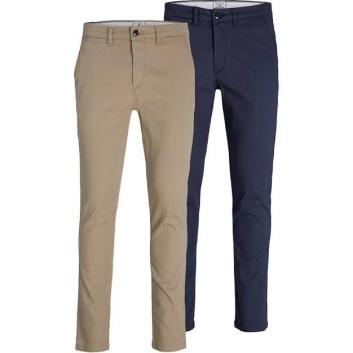 Jack And Jones 【 2-Pack Marco Chino Trouser Mens Men Beige/Navy 】 2個入 チノ メンズ メンズ ベージュ 紺色 米国海軍