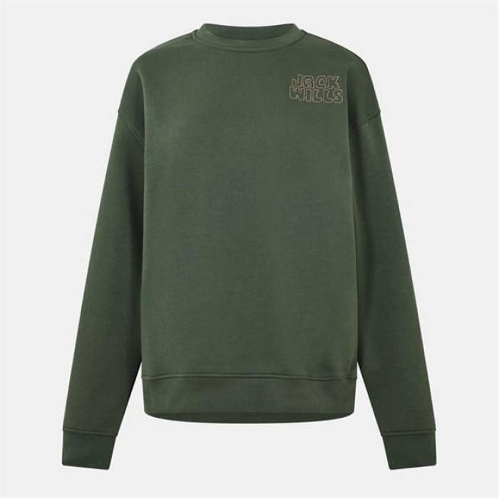 手玉 濾過性病原体 Jack Wills 【 Crew Sweatshirt Women Khaki 】 労働者の一団 流汗 調教師 レディース カーキ レディースファッション-スウェット・トレーナー-トップス
