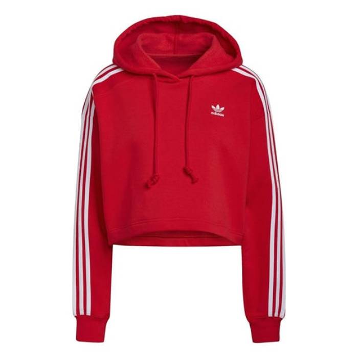 アディダス Adidas Originals 【 Adicolor Classic Crop Hoodie Women Red 】 古典派音楽 Crop クロップ フーディー パーカー レディース Red 赤・赤いこと