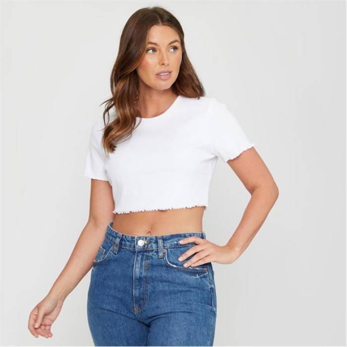 Be You 【 Cropped Rib T-Shirt Women White 】 ティーシャツ レディース 白いこと 白いこと
