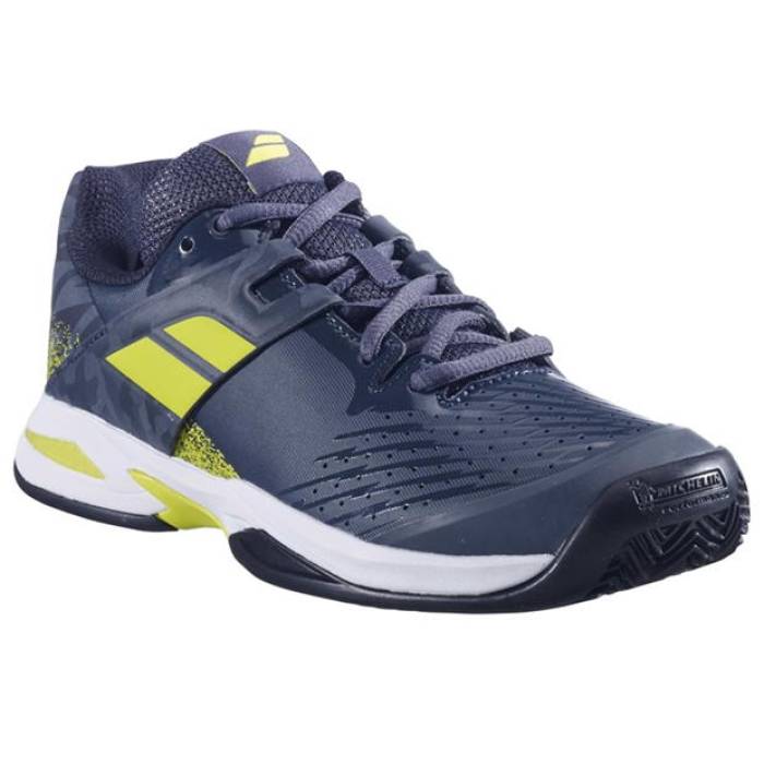 Babolat 【 Propulse Clay Court Tennis Shoes Kids Grey/Aero 】 厚地の外套 庭球 シューズ 運動すること靴 御坊っちゃん キッズ 薄墨色 薄墨色