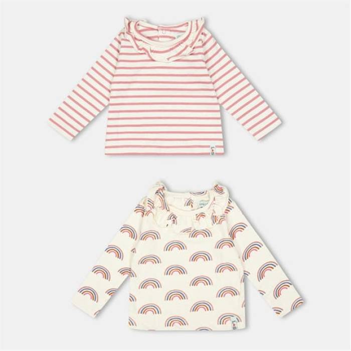 Lilly And Sid 【 Regular Fit Rainbow Stripe T-Shirt Kids Pink 】 虹色 虹霓 Stripe 縞模様 プルオーバー 御坊っちゃん キッズ pink サクラ色