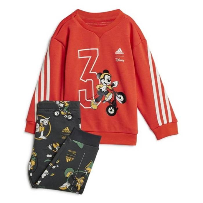 アディダス Adidas 【 Mickey Mouse Sweatshirt And Jogger Set Babies Kids Red/White 】 汗水 調教師 ジョガーパンツ お坊っちゃん キッズ Red 赤・赤いこと 白いこと 白いこと