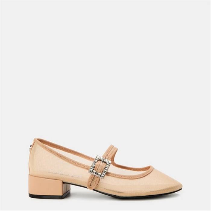 スティーブマデン Steve Madden 【 Women's Champaign Block Heel Court Shoes Women Nude Mesh 】 レディース ヒール コート シューズ 運動靴 レディース