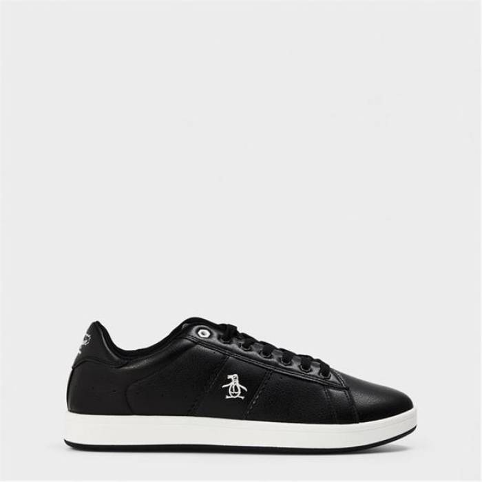 Penguin 【 Steadman Court Trainers Men Black 】 厚地の外套 シューズ スニーカー メンズ 黒いこと 黒いこと